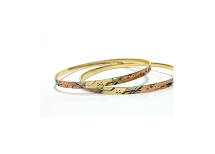 Three Tone Plated | Diamond Cut Bangles